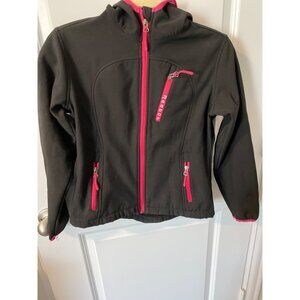Reebok Girls 10/12 Medium Jacket Black With Pink Zipper & Hood